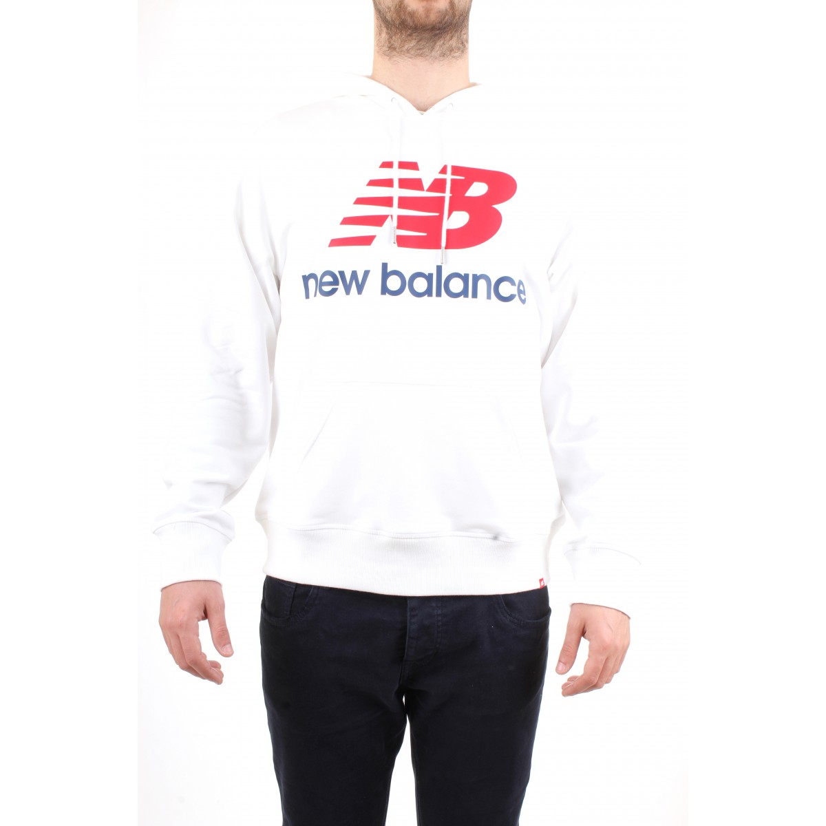 New Balance Uomo Felpa con Cappuccio Bianca