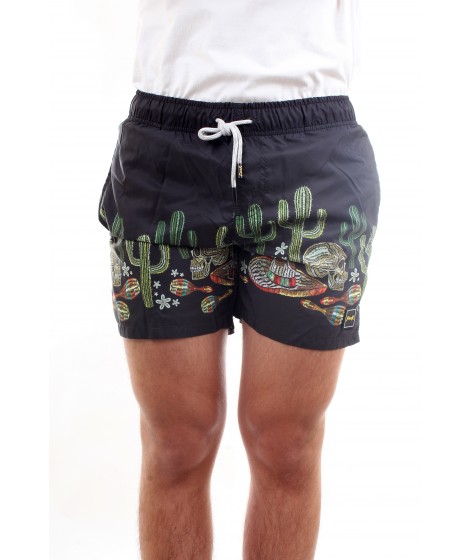 Effek Uomo Short in Microfibra Fantasia Cactus