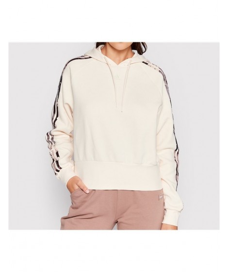 Adidas Felpa Donna Beige Con Cappuccio