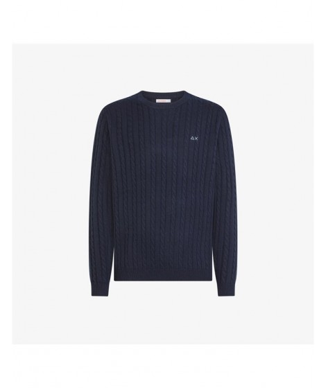 Sun68 Uomo Maglione ROUND CABLE Blu