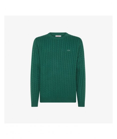 Sun68 Uomo Maglione ROUND CABLE Verde