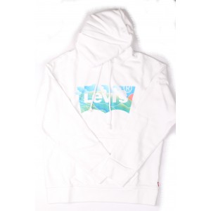 Levi's Donna Felpa Standard con Cappuccio stampata Bianco