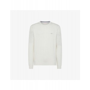 Sun68 Uomo Maglione ROUND CABLE Bianco